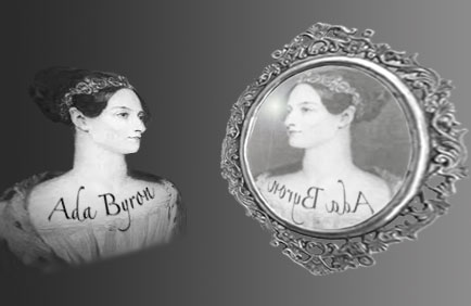 Ada Byron mirándose en un espejo