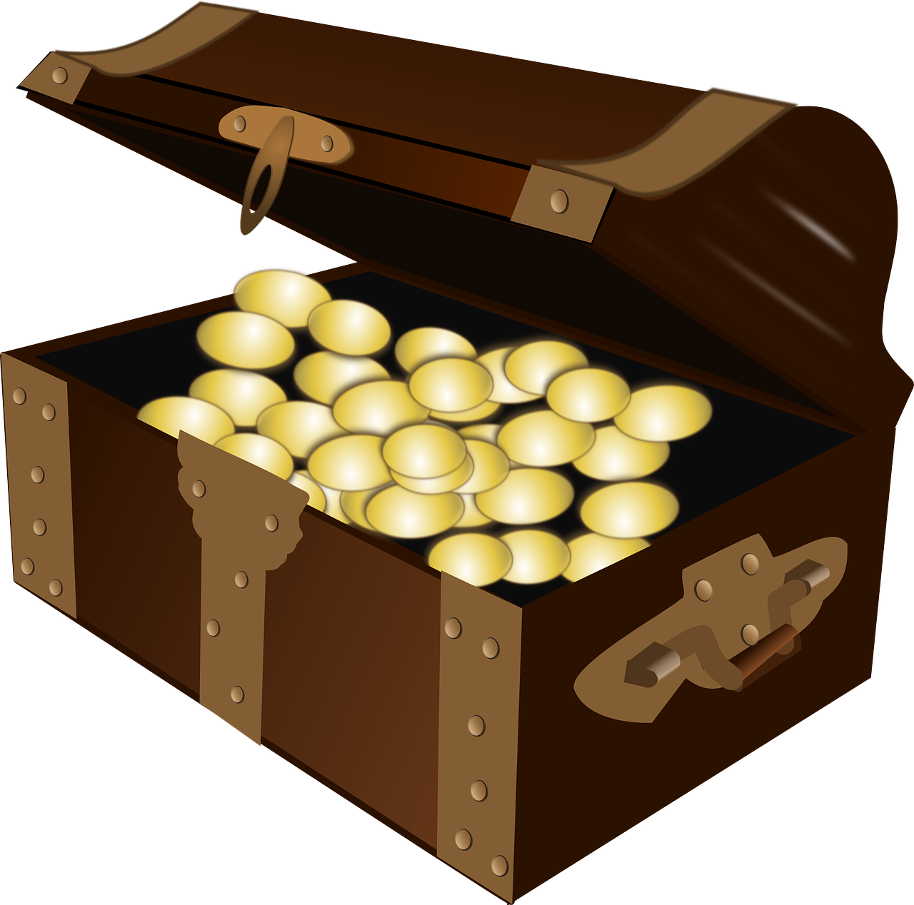 Cofre con monedas de oro