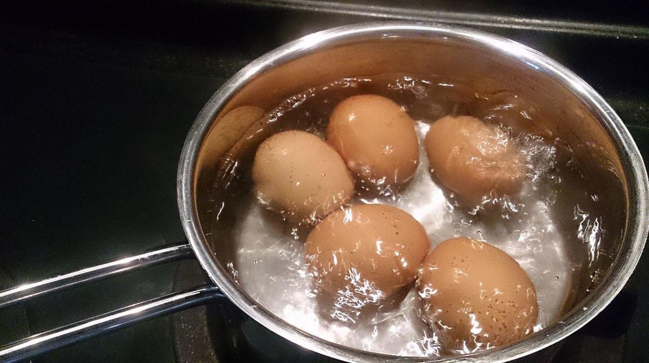 Cinco huevos cociendo
