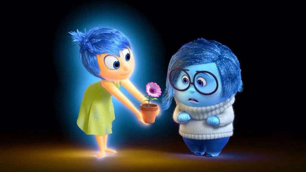 Personajes Alegría y Tristeza, de Inside Out (Pixar, 2015)
