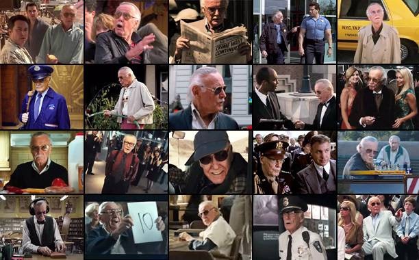 Múltiles fotogramas de Stan Lee en varias películas de sus superhéroes
