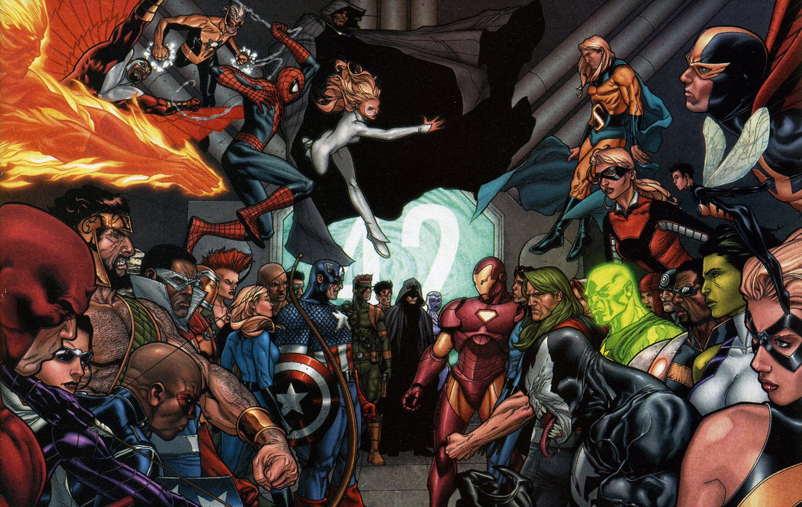 Reunión de multitud de superhéroes creados por Stan Lee