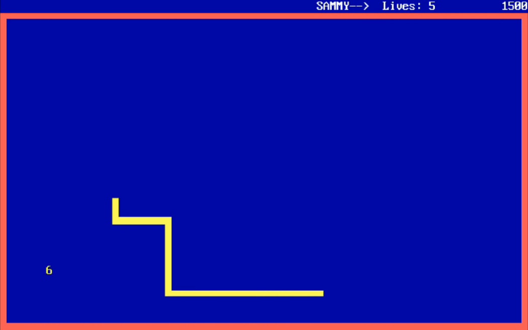 Captura del juego nibbles.bas de 1990 de Microsoft
