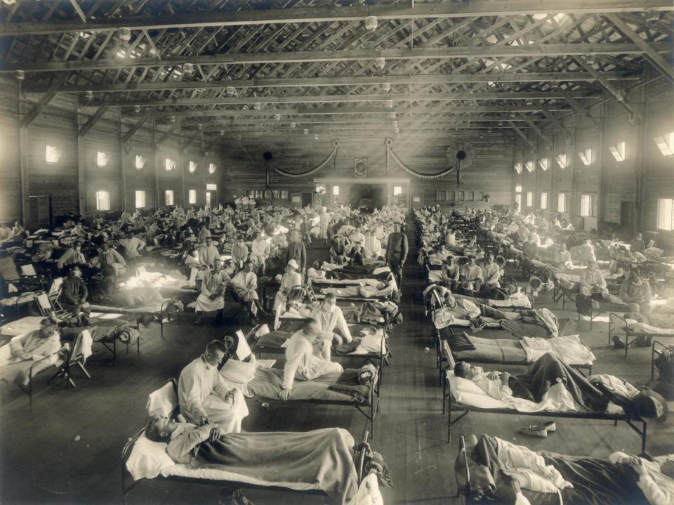 Hospital de campaña durante la pandemia de gripo de 1918.