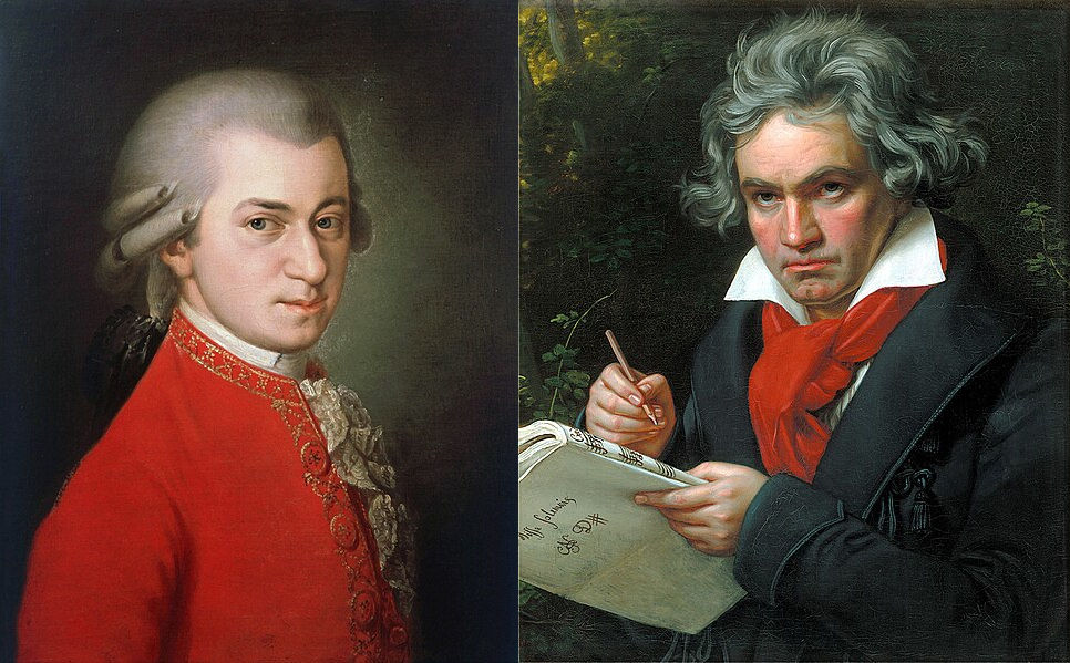 Retratos de Mozart y Beethoven