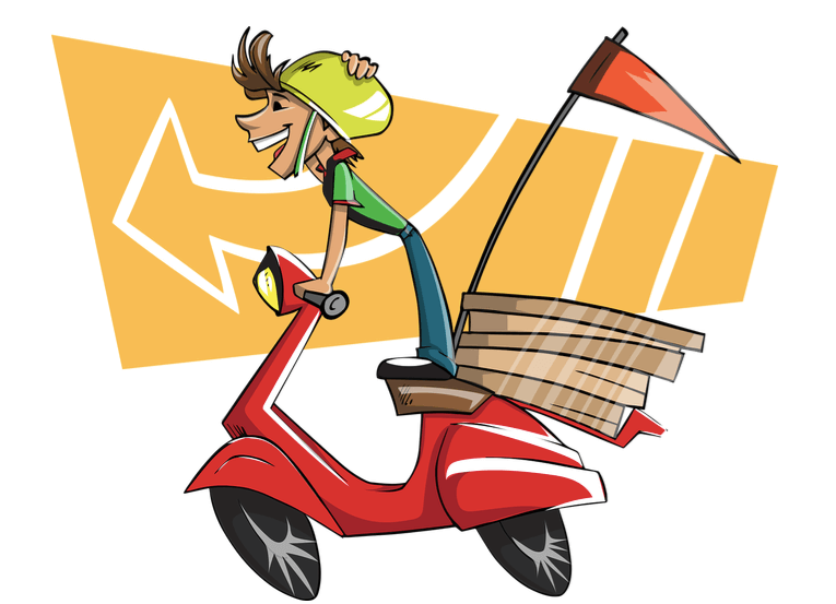 Un ciclista repartiendo pizzas