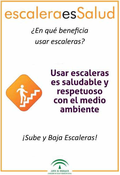 Cartel de la Junta de Andaluc&iacute;a animando a utilizar las escaleras