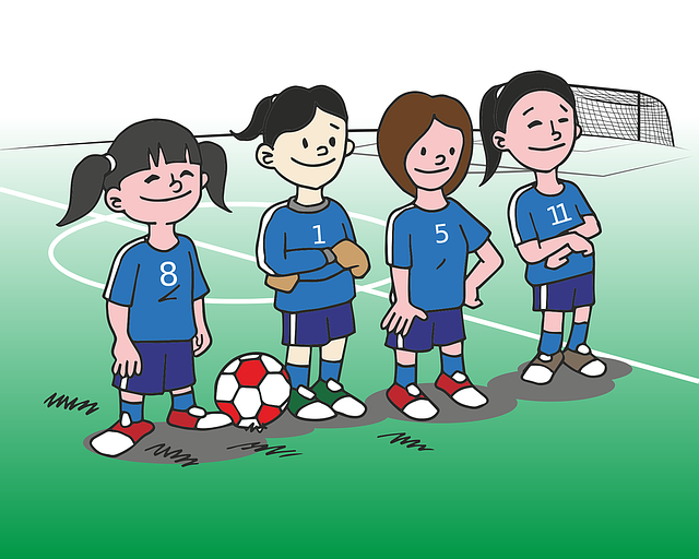 Ilustraci&oacute;n de 4 ni&ntilde;as uniformadas para jugar al f&uacute;tbol